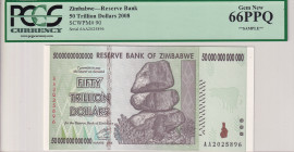 Zimbabwe, 50 Trillion Dollars, 2008, UNC, p90
UNC
PCGS 66 PPQ
Estimate: $25-50