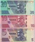 Zimbabwe, 5-10-20 Dollars, 2019/2020, UNC, pNew, (Total 3 banknotes)
UNC
Estimate: $15-30