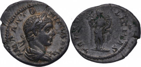 218-222 dC. Heliogábalo (218-222 dC). Roma. Denario. RIC IV Elagabalus 150b. Ag. 2,73 g. IMP ANTO – NINVS AVG: Busto de Heliogábalo laureado, drapeado...