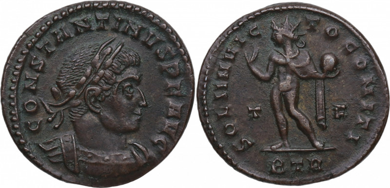 317 a 340 d.C. Constantino II. Roma. denario. (RIC 55). Ae. 3,54 g.  Busto laure...