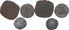 S. IV a VIII AH. Lote de 3 monedas: Dirhem, dinero del ducado de Lorena y bronce semi-ilegible. Ae. BC+. Est.30.