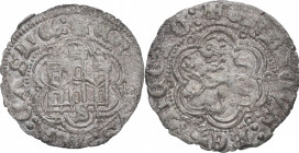 1390-1406. Enrique III (1390-1406). Sevilla. blanca. Ve. 1,81 g. Restos de plateado original. MBC+. Est.40.