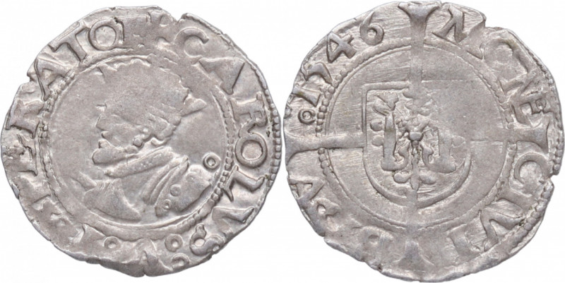 1546. Carlos I (1516-1556). Borgoña. Besancon. Ag. 0,77 g. Brillo Original . MBC...