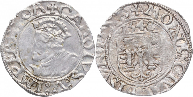 1548. Carlos I (1516-1556). Borgoña. Besancon. Ag. 1,20 g. Bella.Restos Brillo O...