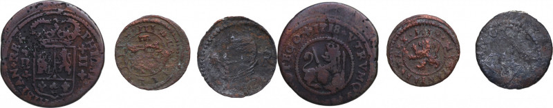 1718 y nd. Felipe V (1700-1746). Segovia, Ingenio y Cataluña. Lote de 3 monedas ...