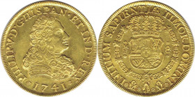 1741. Felipe V (1700-1746). México. 8 escudos. A&C 602. Au. 26,99 g. Bella. Brillo original. Marcas de cuño habituales. EBC+. Est.3750.