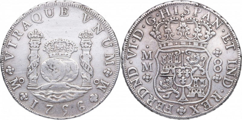 1756. Fernando VI (1746-1759). México. 8 Reales. MM. A&C 491. Ag. 26,90 g. EBC. ...