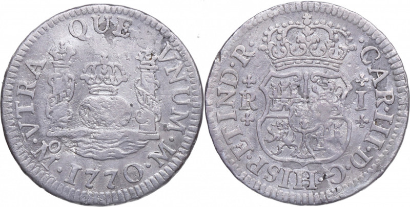 1770. Carlos III (1759-1788). Mexico. 1 Real Columnario. M. Ag. 3,16 g. MBC+. Es...