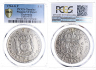 1764. Carlos III (1759-1788). Guatemala. 8 Reales. P. A&C 996. Ag. Encapsulada en PCGS Genuine. MUY ESCASA. EBC. Est.800.