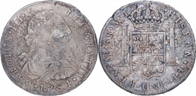 1784. Carlos III (1759-1788). Lima. 8 Reales. MI. Ag. 25,16 g. Corrosiones marinas. MBC. Est.90.