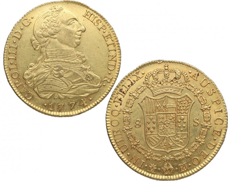 1774. Carlos III (1759-1788). Madrid. 8 Escudos. PJ. A&C 1960. Au. 27,10 g. Muy ...