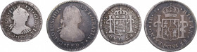 1772 y 1793. Carlos III (1759-1788) y Carlos IV. Guatemala. (Lote de 2 monedas) 1/2 Real y 1 Real. Ag. MBC. Est.150.
