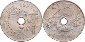 1927. Alfonso XIII (1886-1931). 25 Céntimos. Ag. 7,00 g. EBC+. Est.90.