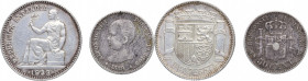 1889*89 y 1933*34. Alfonso XIII (1886-1931). Madrid. 50 céntimos y 1 peseta de II Republica (lote de 2 monedas). Ag. MBC y EBC+. Est.30.