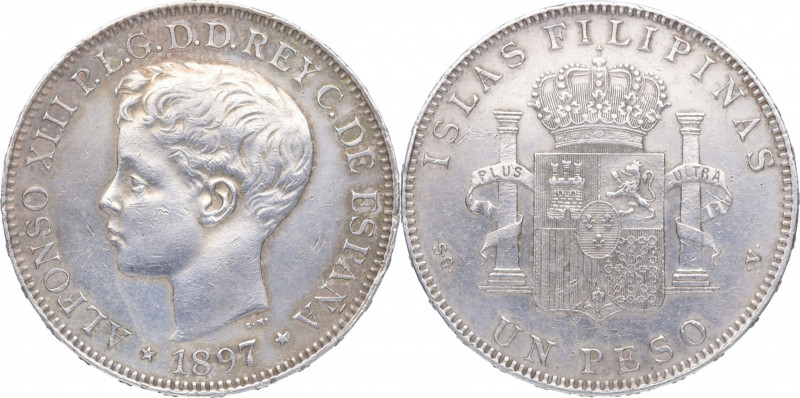 1897. Alfonso XIII (1886-1931). 1 Peso. SGV. Ag. 24,92 g. Muy bonita. EBC/EBC-. ...
