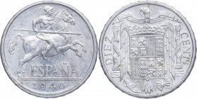 1940. Franco (1939-1975). PLVS con V. 10 céntimos. Al. Muy bella. SC. Est.200.