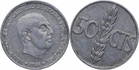 1966*68. Franco (1939-1975). Madrid. 50 céntimos. A&C 32. Al. 0,99 g. Reverso girado 30%. EBC. Est.15.
