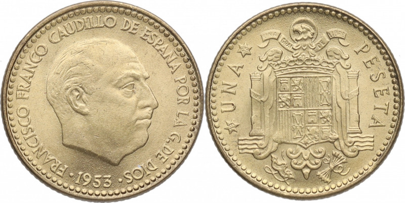 1953*56. Franco (1939-1975). 1 Peseta. A&C 58. Al/Cu. SC. Est.20.