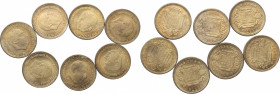 1963*63. Franco (1939-1975). 1 Peseta (Lote de 7 monedas). A&C 62. Ae. 13,60 g. SC. Est.35.