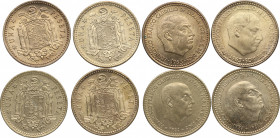 1963*63 *64 *73 *74. Franco (1939-1975). Lote de 4 monedas de 1 Peseta . Ae. EBC+. Est.10.