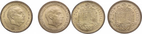 1953*54 y *56. Franco (1939-1975). Madrid. 2,50 pesetas (lote de dos monedas). Ae. Bellas. Brillo original. SC. Est.25.