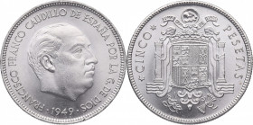 1949*50. Franco (1939-1975). 5 Pesetas. Seleccionada de carchuto. FDC. Est.20.