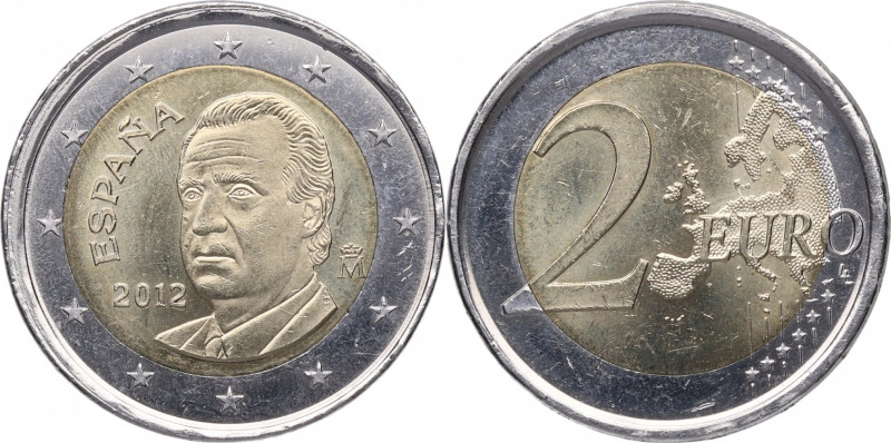 2012. Juan Carlos I (1975-2014). 2 euros. 2,31 g. Error : Acuñación deplazada, c...