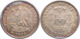 1872. Chile. 1 Peso. Ag. 37,06 g. EBC+. Est.90.