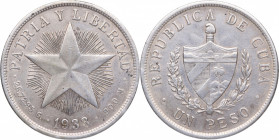 1933. Cuba. 1 Peso. EBC+. Est.65.