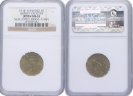 1914-16. Francia. 5 cent. Encapsulada por NGC Quercy Grocery jeton brass MS 65. Est.35.