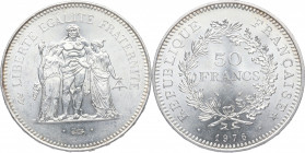 1976. Francia. 50 francos. Ag. 30,06 g. SC. Est.40.