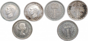 1945,1950,1976. Gran Bretaña. Londres. (Lote de 3 monedas) 1 penny. KM#846, 870 y 898. Ag.  Elisabeth II. Procedente de set Maundy. SC. Est.250.