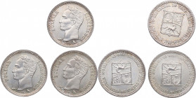 1960. Venezuela. Lote de 3 monedas de 25 céntimos. Ag. Bellas. SC. Est.15.