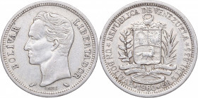 1960. Venezuela. 1 Bolivar. Ag. 5,00 g. SC. Est.10.
