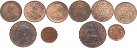 1920-1949. India. Lote de 5 monedas: India (3), Portugal (1), Gran Bretaña (1). Cu. EBC a SC-. Est.15.