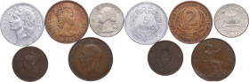 1884-1984. Francia. Lote de 5 monedas (diversos Países. Ni-Cu. EBC- a EBC. Est.15.