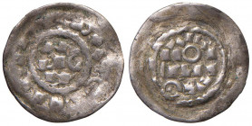 Enrico II di Sassonia (1004-1024) - Denaro scodellato - MIR 44/3 C 0,95 grammi.
qBB