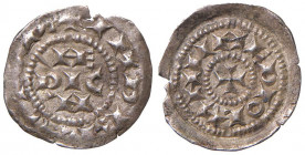 Monetazione comunale - A nome dell'Imperatore Enrico (1152-1198) - Denaro terzolo scodellato - MIR 52/1 C 0,61 grammi.
SPL