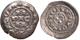 Monetazione comunale - A nome dell'Imperatore Enrico (1152-1198) - Denaro terzolo scodellato - MIR 52/7 C 0,74 grammi.
SPL
