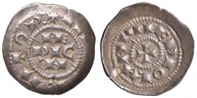 Monetazione comunale - A nome dell'Imperatore Enrico (1152-1198) - Denaro terzolo scodellato - MIR 52/10 C 0,73 grammi.
SPL