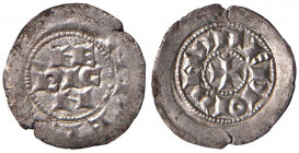 Monetazione comunale - A nome dell'Imperatore Enrico (1152-1198) - Denaro terzolo scodellato - MIR 54/1 R 0,65 grammi.
SPL