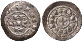 Monetazione comunale - A nome dell'Imperatore Enrico (1152-1198) - Denaro terzolo scodellato - MIR 54/1 R 0,66 grammi.
SPL