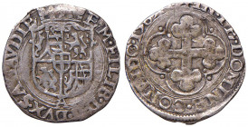 Emanuele Filiberto - Duca (1553-1580) - Soldo 1565 (63?) secondo tipo (Aosta) - MIR 534 NC 1,46 grammi.
BB