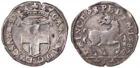 Carlo Emanuele I (1580-1630) - Cavallotto 1587 primo tipo (Torino) - MIR 656 d R 2,80 grammi.
BB-SPL