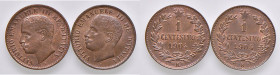 Vittorio Emanuele III (1900-1943) - Lotto di due pezzi da 1 Centesimo 1904 - Gig. 309 C 4 vicino allo 0 e 4 lontano dallo 0.
FDC