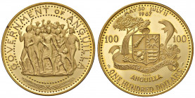 Anguilla - 100 Dollari 1969 - KM 23 C Tiratura di soli 710 pezzi. 49,37 grammi.
PROOF