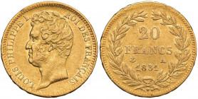 Francia - Louis Philippe I (1830-1848) - 20 Franchi 1831 Parigi - Gad. 1030 a C Scritte sul bordo in rilievo.
BB