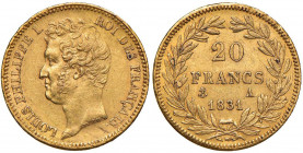 Francia - Louis Philippe I (1830-1848) - 20 Franchi 1831 Parigi - Gad. 1030 C Scritte sul bordo in incuso.
BB