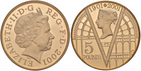 Gran Bretagna - Elisabetta II (dal 1953) - 5 Pounds 2001 - C In confezione ufficiale della zecca. Tiratura di soli 3500 pezzi.
PROOF