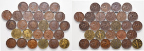 Vittorio Emanuele III - Lotto composto da 27 monete - Serie completa (tranne il 10 centesimi 1919) delle monete da 10 Centesimi ape e impero dal 1920 ...